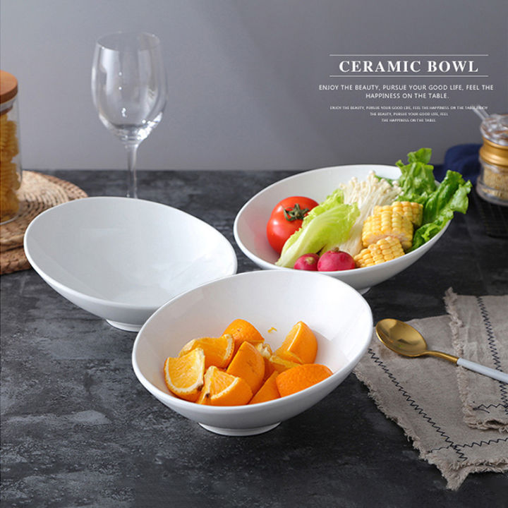 kokepope inch Angled Serving Bowl White Ceramic Bevel Bowls