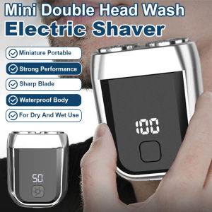 🔥Hot Sale🔥Electric Shaver Dual Head Travel Version Mini Rechargeable Home Razor Washable New Electric Shaver Rechargeable Travel Razor Dual Blades Washable Mens Mini Shaving Machine Home Use Beard Trimmer Cordless Electric Razor For Men