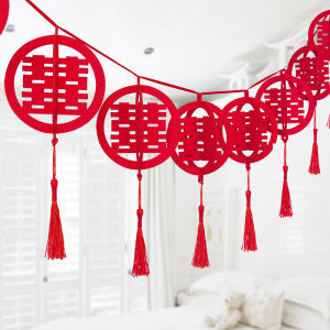 Wedding decoration tools Non-woven 3D round tassel flower / 结婚用品 结婚布置 无纺布立体圆喜流苏拉花