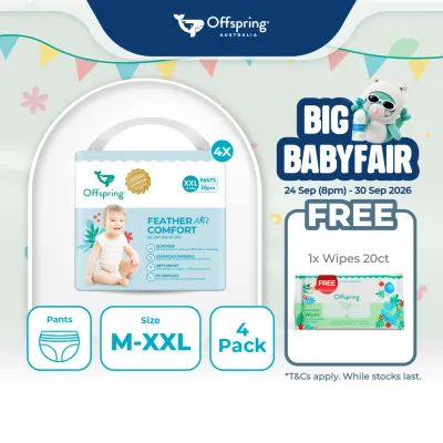 Offspring FeatherAir Comfort Baby Diapers Pants M176/L152/XL128/XXL112 [4 Packs]