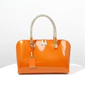 Luxurious Women Tote Handbag Brand Design Patent Leather Solid Evening Bags High Quality Messenger Crossbody Bag