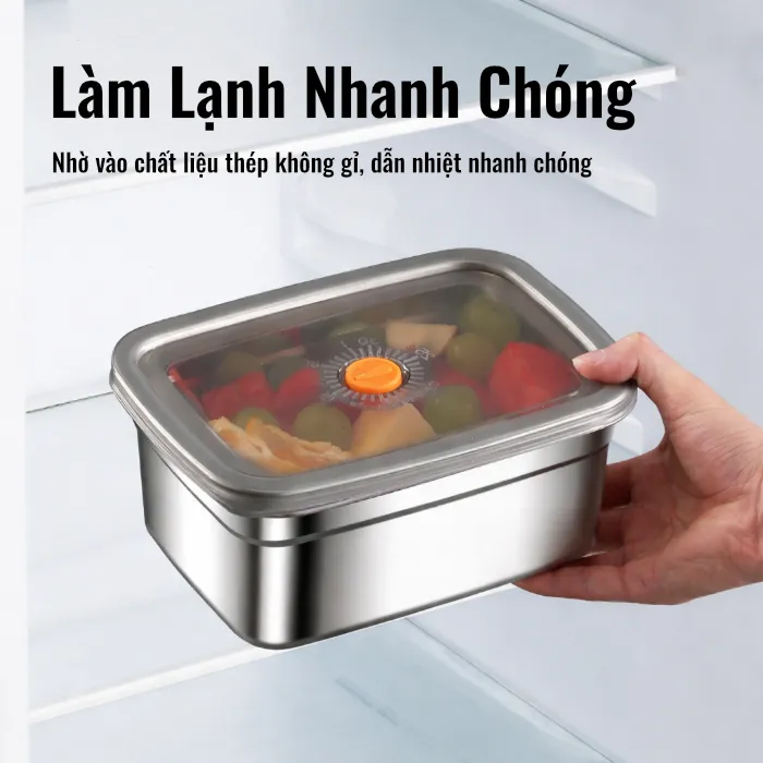 Hộp Đựng Thực Phẩm Inox 304 Có Nắp 1500ml