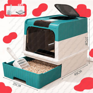 Cat Toilet Litter Foldable Enclosed UV Sterilization Deodorization And Top Door For Cats