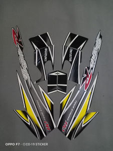 STRIPING STIKER & STICKER LIS BODY SCOTLET MOTOR SHOGUN R 110 TAHUN 2003 HITAM