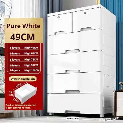 KUKI 50CM Drawer Cabinet Thickened Plastic With Lock Durabox With Wheels For Clothes Storage Wardrobe