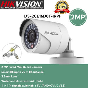 Hikvision CCTV Camera 2MP HD 2.8mm Lens Analog Camera Bullet Outdoor IP67 Weatherproof Smart IR CCTV Security Camera