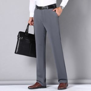 Plus Size Mens Straight Cut CEO Formal Pants Loose Elastic Business Trousers Casual Pant Seluar Slack Lelaki Office Wear