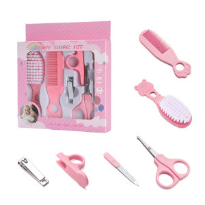 Baby Grooming Kit Baby Care Set Cute Design Comb Brush Nail Clippers Scissors Safe Newborn Infant Grooming Tools