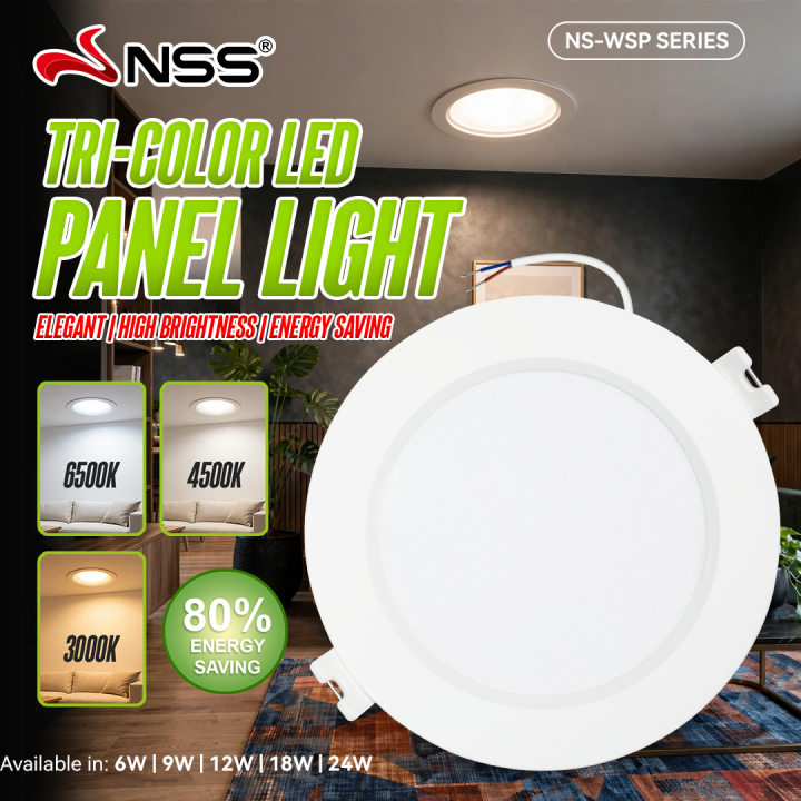 Tri Color Round Led Light NSS NS-WSP Series Tri-Color LED Panel Light 6W 9W 12W 18W 24W 6500K ...