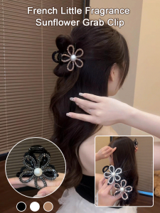 Shark Clip Rhinestone Outing Sunflower Hair Clip