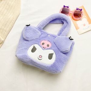 【Ready Stock】Sanrio Cute Plush Handbag Kawaii Cosmetic bag Cartoon Handbag Kuromi Large Christmas Gift Japanese Cinnamoroll Melody Tote Bag For Girls Woman