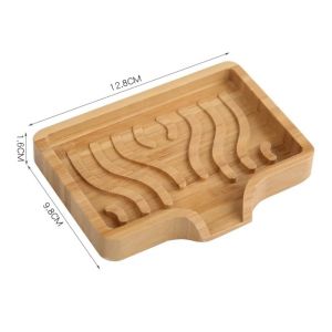 TEN Wood Bamboo Soap Dish Non-Slip Self Draining Bathroom Soap Holder Eco Friendly Soap Saver for Bathroom Sink Countertop