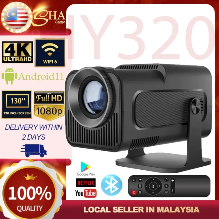 [Local Seller] 2024 New HY320 Projector Portable LED Projector 8000 lumens Android 11.0 180 ° Rotation