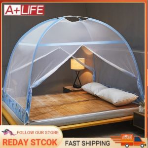Dual Doors Mosquito Net Kelambu Khemah Single/Queen/King Full cover Bed Kelambu Baby Mosquito Kelambu Dewasa Installation-free Mongolian yurt mosquito nets 防蚊网