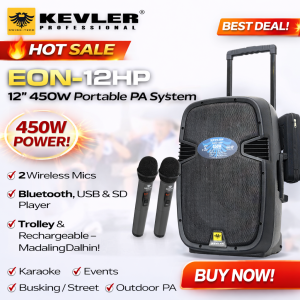 Original KEVLER Professional 1pc EON 12HP 12 speaker bluetooth with mic PA System 450W AMP with Dual UHF MIC USB SD FM bluetooth