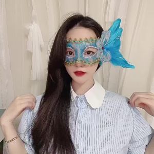 Mặt nạ công chúa nửa mặt dạ hội Venice chụp ảnh Halloween cos Đạo cụ lông vũ sáng tạo cho biểu diễn sân khấu
