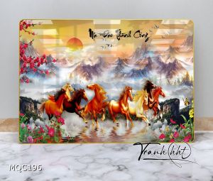 Tranh bát mã thư pháp tranh ngựa thư pháp Tranh treo tường ngựa mã đáo thành công phi núi vượt rừng tráng gương MQC196