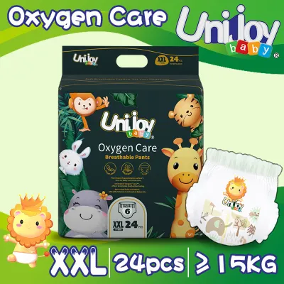 Unijoy Baby Newborn Diaper Oxygen Care Lampin Kanak (S 44 Pieces / M 38 Pieces / L 32 Pieces / XL 28 Pieces / XXL 24 Pieces) Diaper Tape (4 Packs)