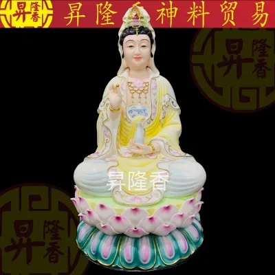 观音菩萨神像（纯手工陶瓷）釉彩 Guan Yin Statue