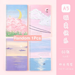 Ins Korean Style A5 Coil Notebook 60 Sheets 120 Pages Line Notebook Cute Book School Supplier Exercise Book Buku Comel ins韩国风可爱油画线圈本笔记本