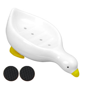 Cute Cartoon Duck Shape Soap Box Little Yellow Duck Plastic Drain Soap Tray Bathroom Sink Countertop Storage Container