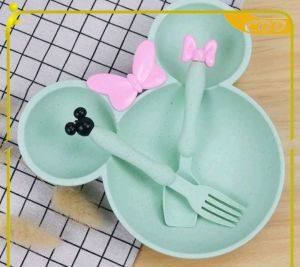 Mangkok Mickey Bahan Jerami / Piring anak Mickey mouse / Mangkuk Makan anak2