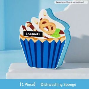 IQAngel bánh cupcake dễ thương thiết kế miếng bọt biển rửa chén với phong phú bọt mềm mại và thấm miếng đệm làm sạch cho sử dụng nhà bếp