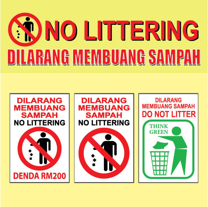 X Mm Dilarang Membuang Sampah Do Not Litter No Littering Pvc Sticker High Impact Foam