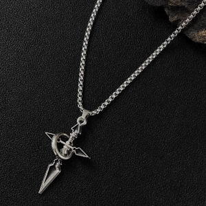 Hip Hop Punk Cross Pendant Necklace European Men Women Sweater Chain Necklace Black Cross Pendant Necklace