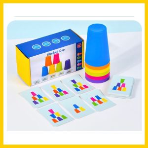 [SG Stocks] Stack Cup Game With Card for Kids Educational Montessori Toys Intellectual Enlightenment