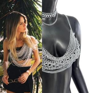 Đeo ngực thời trang Chuỗi Âm Nhạc Lễ Hội Phụ Kiện Multilayer chuỗi dây đeo trên người Phong Cách Ngực Trang Trí Cho Phụ Nữ Đêm Tổ Chức Sự Kiện Mặc