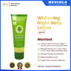 Whitening Night Body Lotion With Sakura Fragrance Pemutih Badan Alami Melembabkan Mencerahkan Menghaluskan & Meregenerasi Sel kulit Tinggi VIT C dan Antioksidan