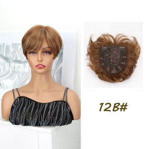 SUTONGXUE Nhẹ Tóc giả ngắn dùng hàng ngày Kẹp vào Nối tóc Tóc mái giả Tóc mái trên đỉnh đầu Tóc giả Mái tóc giả dành cho tóc mỏng