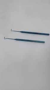 QSWTITAN 1.5mm/ 2.0mm Ophthalmic Muscle Hook Bulbous Tip Eyes Surgical Hook Instrument Titanium