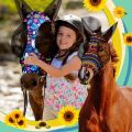 Frienda 4 Pieces Horse Fly Masks for Horses Horse Fly Mask with Ears Face Covering Elasticity Smooth and Comfortable Horse Mask with UV Protection(Large, Geometric). 