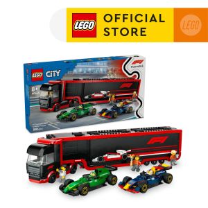 LEGO City 60445 F1 Truck with RB20 & AMR24 F1 Cars (1086 Pieces) Building Blocks Kids Toy