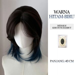 Wig Wolfcut Wig Rambut Pria Rambut Palsu Wanita 2 Warna Wig Pria Wig Rambut Pendek Wig Wanita Full Kepala Wig Wig Daily Highlight Wig Mullet
