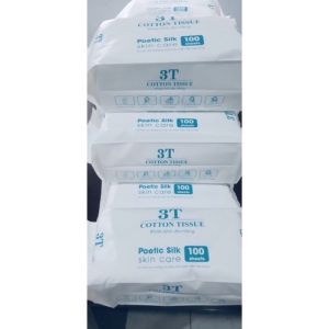Thùng 5 Gói Khăn Khô Lau Mặt Đa Năng 100Tờ/Gói 3T Pharma Dùng 1 Lần