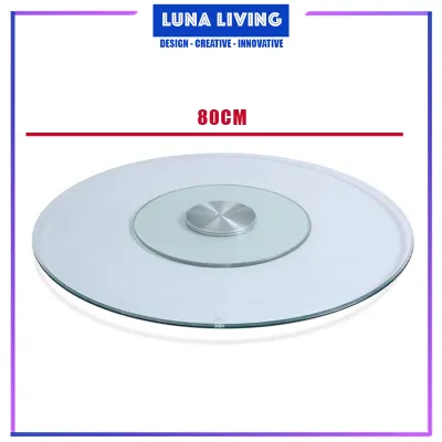 Lazy Susan Tempered Glass Rotating Top Table Turn Top Dining Table Top Meja Makan Kaca Pusing