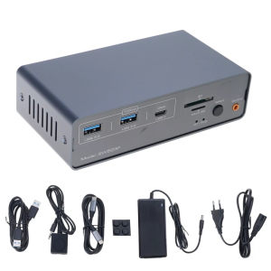 KVM Switcher Dock Supports 4K120Hz Double Displays And 10Gbps Data Transfer KVM Switcher for Laptop Share Key Mouse