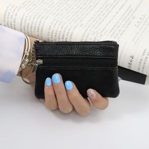 Zipper Womens Genuine Coin Purse PU Leather Key Ring Women Ladies Coin Wallet 1PCS