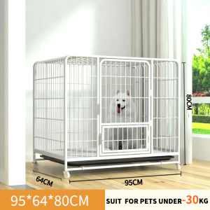 【Ready Stock】Elegant Metal Dog Cage with Skylight and Multi-Door Design for All Breeds - Large Space Pet Crate with 4 Wheels