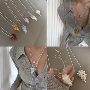 RVIVWK Bạc Dây chuyền cụm nho Trang sức Cổ điển Dây chuyền áo len ngọc trai nho Đầy màu sắc Thời trang Vòng cổ  dây chuyền nho Mùa hè