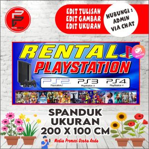 Banner RENTAL PS PLAYSTATION Spanduk RENTAL PS PLAYSTATION 200x100 cm ( Bayar DiTempat )