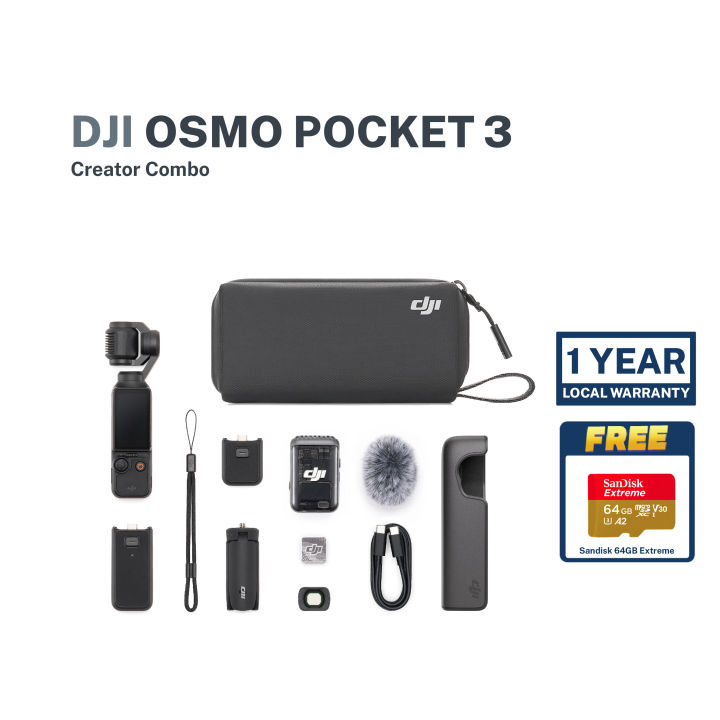DJI Pocket 3 Action Camera Creator Combo with FREE 64GB SanDisk Extreme ...