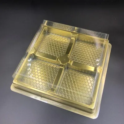 MC-4L 5pcs/Set PVC 4IN1 SQUARE MOONCAKE CASE TRAY WITH COVER GOLD 正方形月饼盒带盖子 4粒装 4Cavity BOX 7826.5