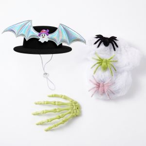 LIDIP Fake Cobweb Porch Goose Costume Bat Wings Plush Spiders Lawn Goose Clothes DIY Spider Web Skeleton Hand Halloween Goose Outfits Porch Decor