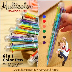 🔥SG Local Stock🔥3pcs 6 in 1 Colorful Ballpoint Multicolor Retractable Ballpoint Pen for Office School Supplies Students Children Gift