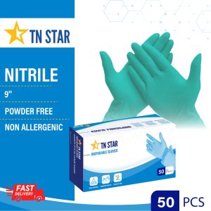 TNSTAR Nitrile Gloves Powder Free-Light Green  (READY STOCK) [50pcs/100pcs by box]