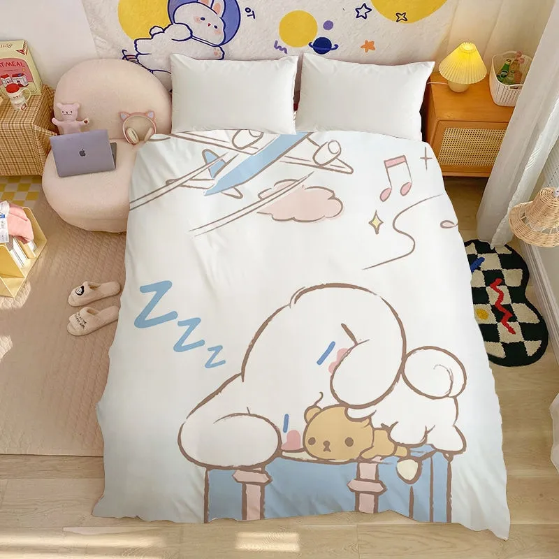 Cute Cartoon Sanrio Cinnamoroll Fitted Sheet Kawaii Anime Home